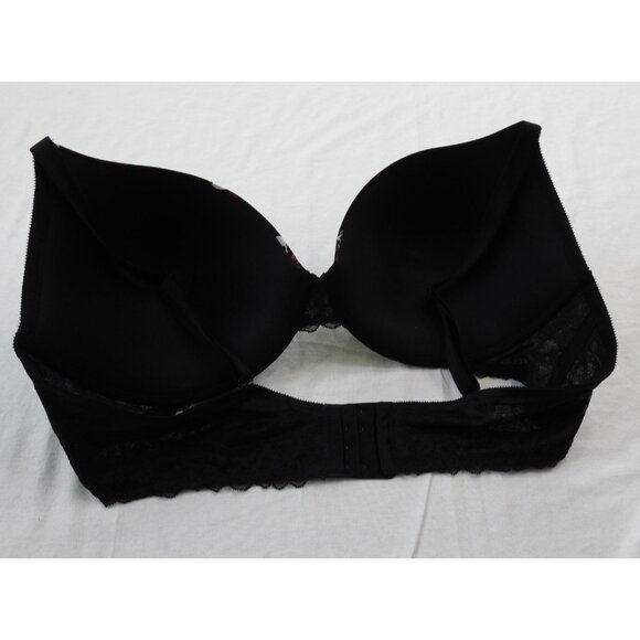 Torrid Bra Sz 48DDD Skull Roses Print Microfiber Push-Up Plunge Black Sexy NWOT - Picture 4 of 7
